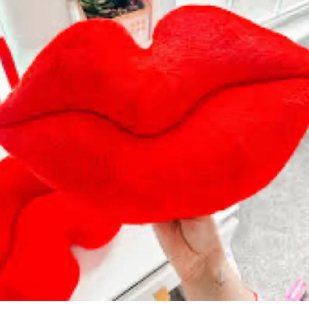 Red Lips Shaped Plush Pillow Room Essentials New 17x10 inch
